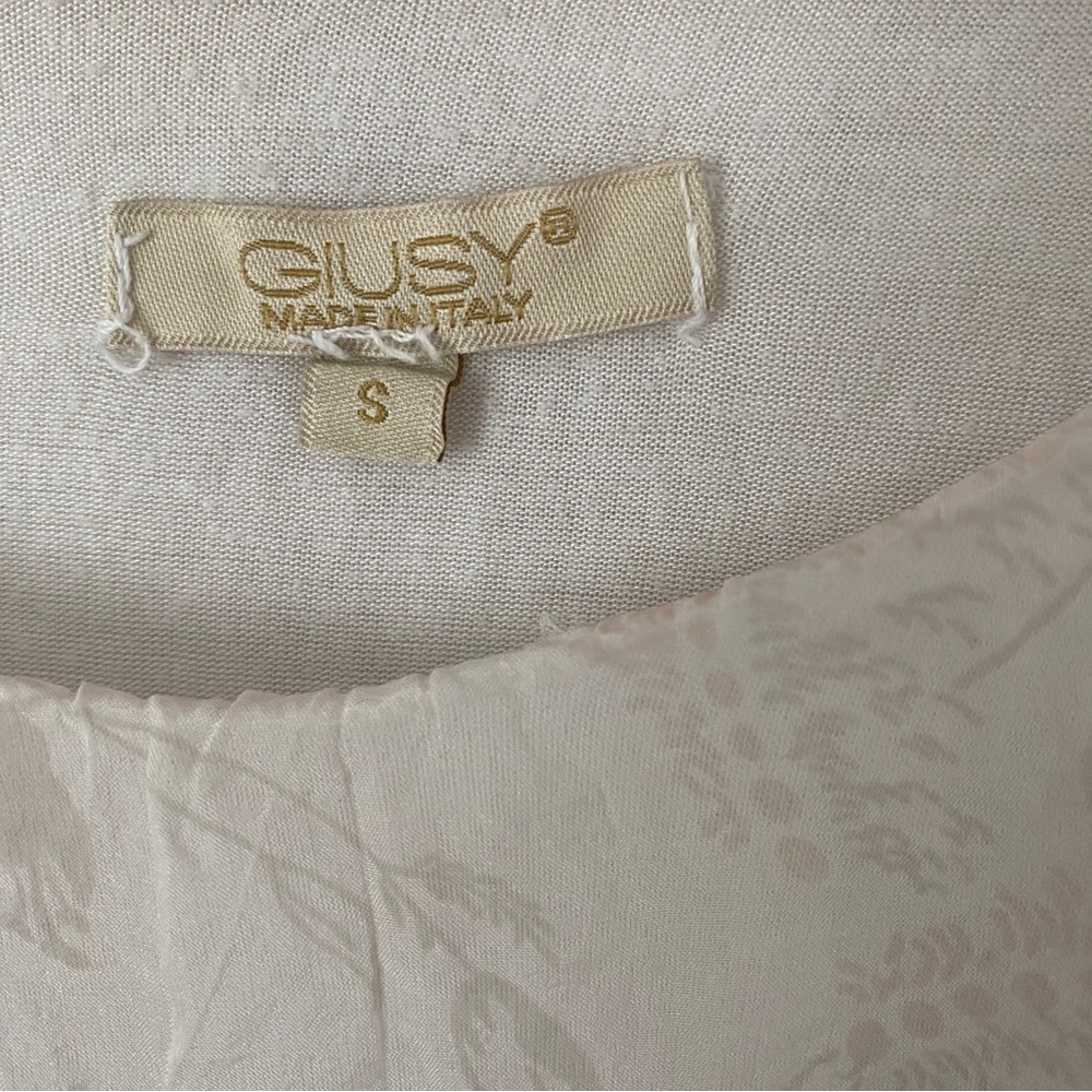 100% Silk Giusy Made in Italy Floral High Low Hem Lined Flowy Tunic Shirt Top S - Picture 5 of 6